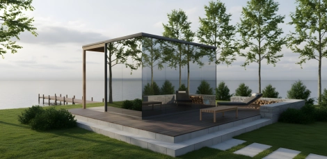 Zrkadlová sklenená sauna Zrkadlová sklenená sauna